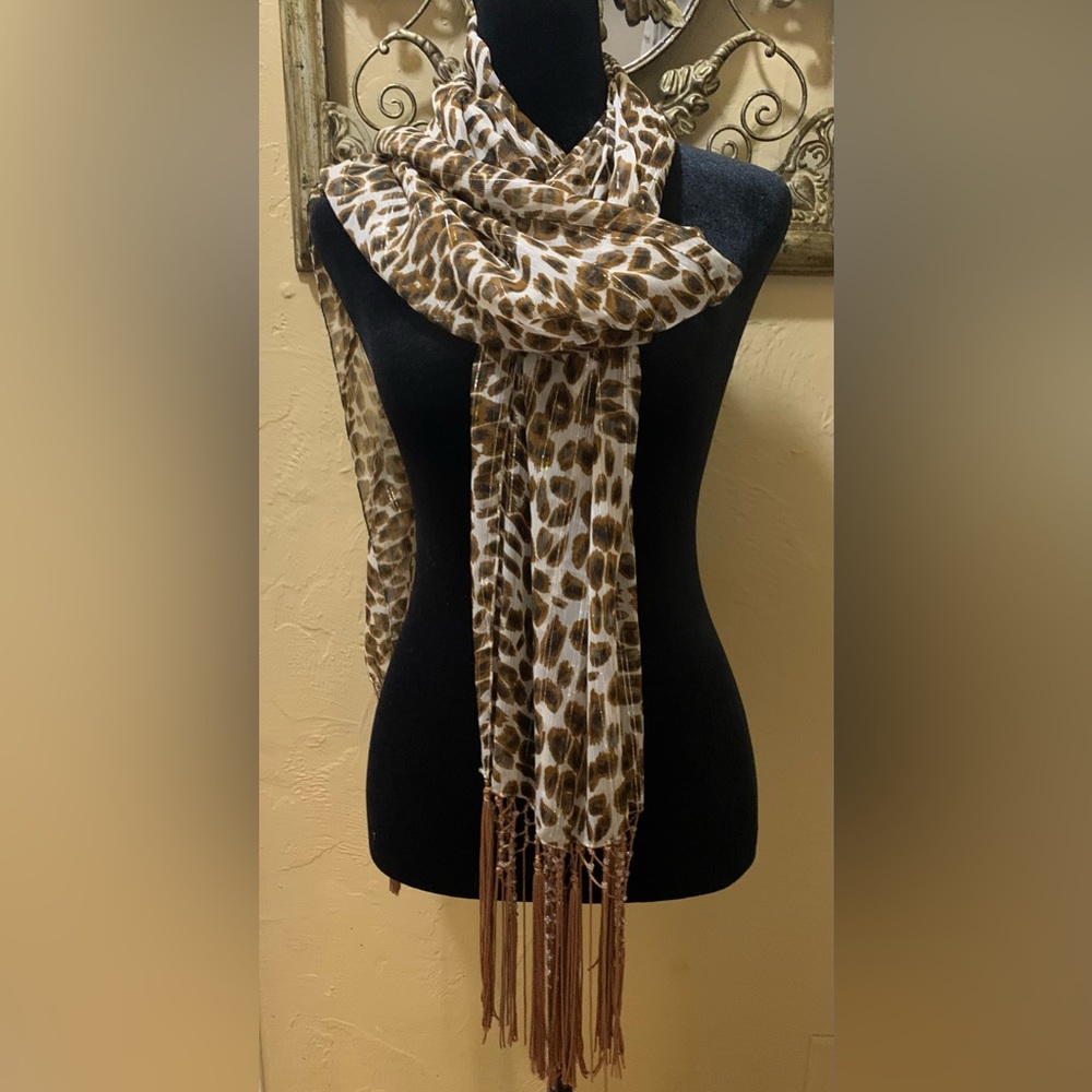 Multi Colored Scarf With Bead Details